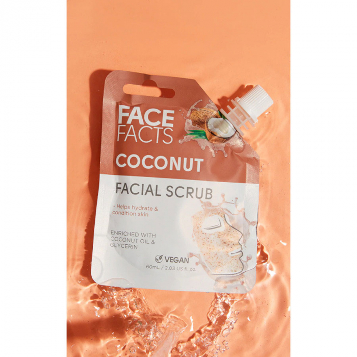 Scrub Facial cu Cocos FACE FACTS imbogatit cu Vitamina C si Glicerina, 60 ml-big