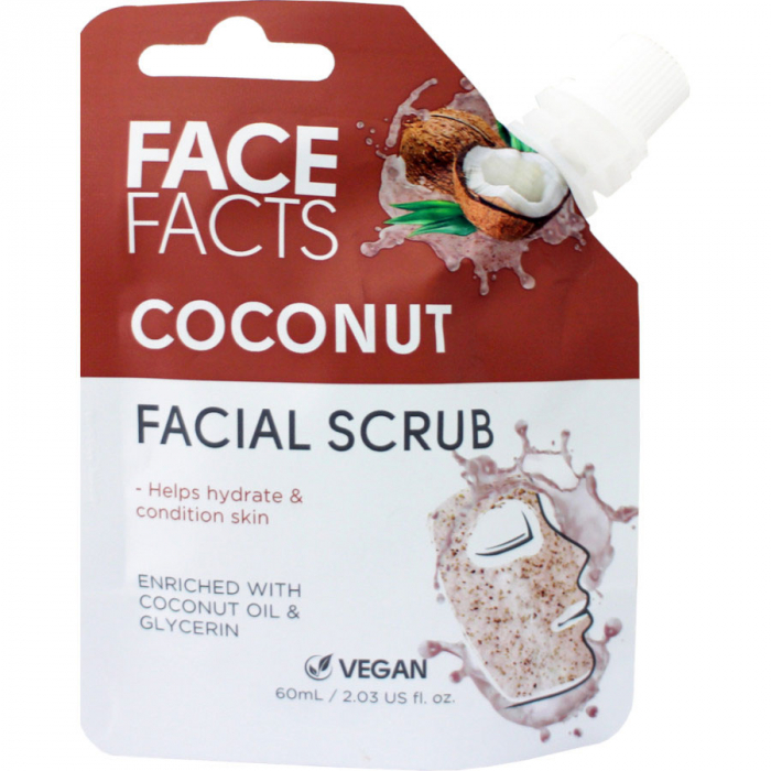 Scrub facial cu cocos face facts imbogatit cu vitamina c si glicerina, 60 ml