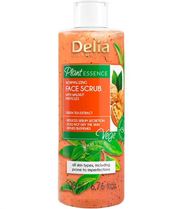Scrub facial cu particule de nuca, 95% Ingrediente Naturale, Anti Sebum, Delia Cosmetics, 200 ml-big