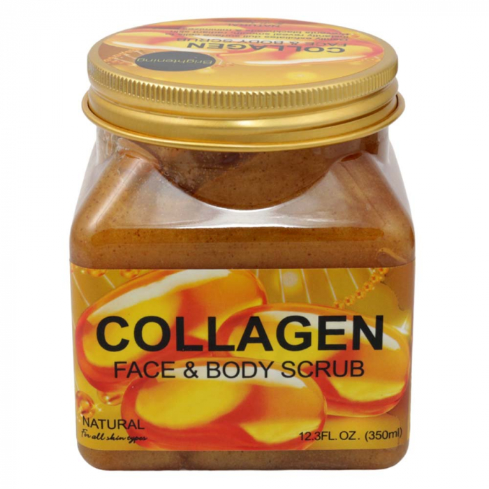 Scrub Natural Cu Colagen pentru Fata si Corp Wokali, 350 ml-big