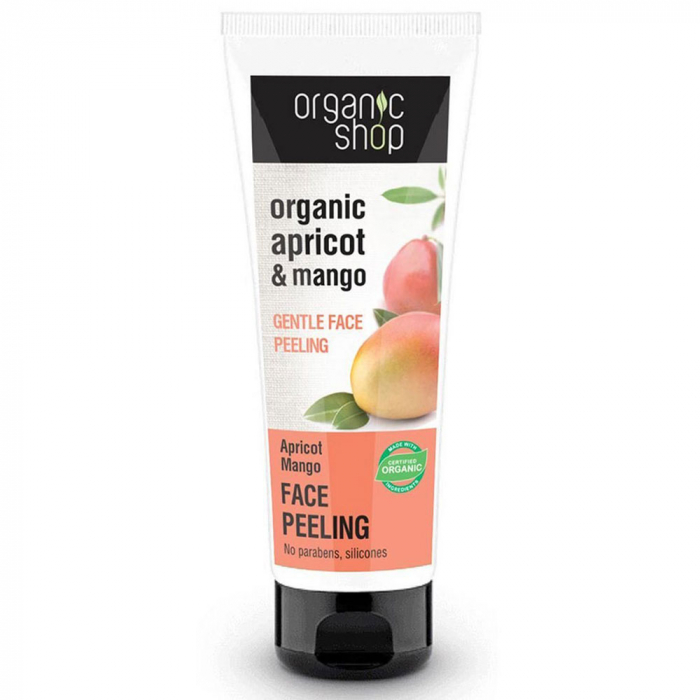 Peeling organic delicat pentru curatarea tenului sensibil cu mango si caise Organic Shop Gentle Face Peeling, 75 ml