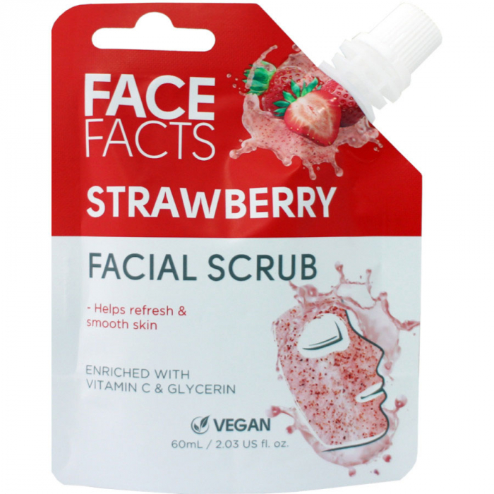 Scrub Facial cu Capsuni FACE FACTS imbogatit cu Vitamina C si Glicerina, 60 ml-big