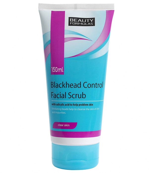 Exfoliant pentru ten gras cu Acid Salicylic BEAUTY FORMULAS Blackhead Control Facial Scrub, 150 ml Beauty Formulas imagine