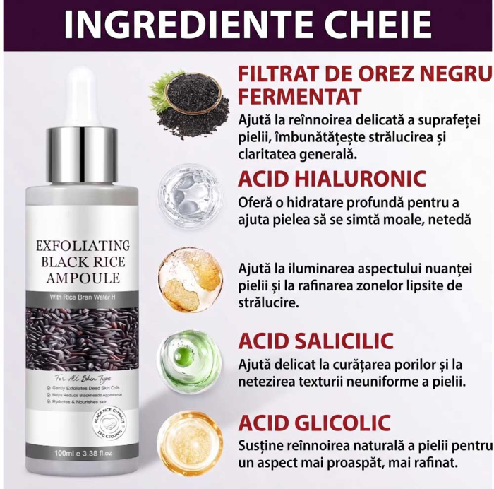 Ser Exfoliant Delicat cu Extract de Orez Negru si Niacinamide, 100ml-big