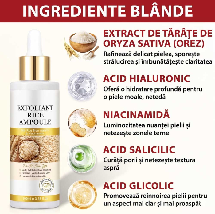 Ser Exfoliant Delicat cu Extract de Orez si Niacinamide, 100ml-big