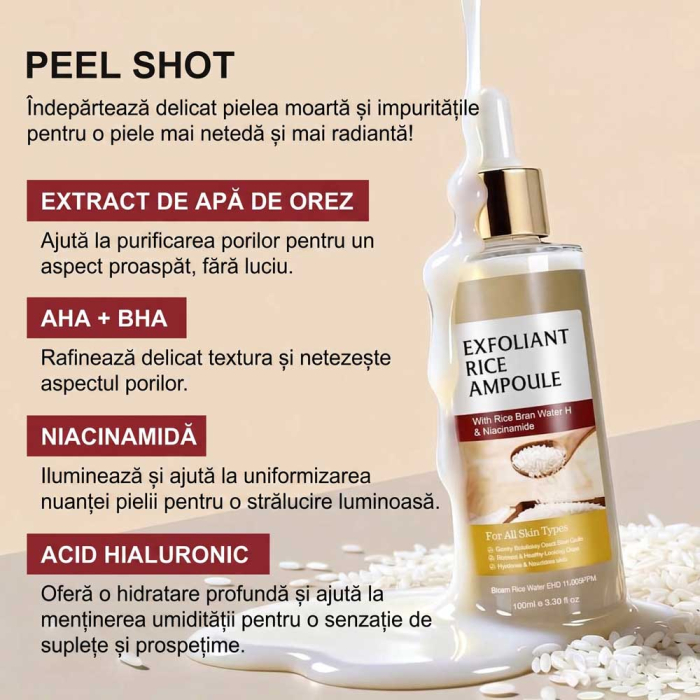Ser Exfoliant Iluminator cu Apa de Orez Brun si Niacinamide, 100ml-big