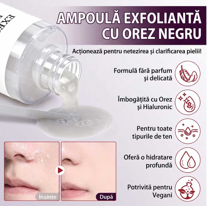 Ser Exfoliant Iluminator cu Apa de Orez Negru si Niacinamide, 100ml-big