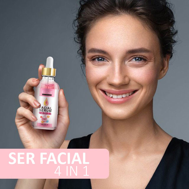 Ser Facial 4 in 1,  Anti-acnee, Anti-roseata, Anti-sebum cu Niacinamida, Acid Hialuronic, Vitamina C & E, Elbbub, 30 ml-big