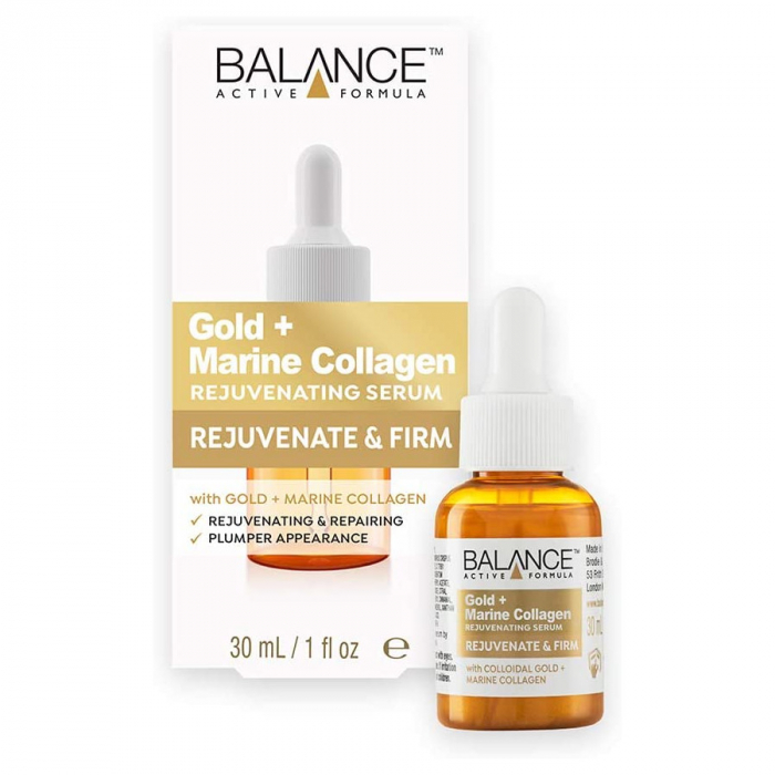 Ser facial pentru intinerire cu Aur si Colagen Marin BALANCE ACTIVE Rejuvenating Serum, 30 ml