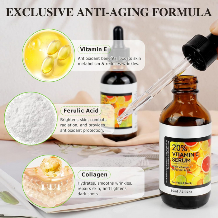 Ser Facial cu Vitamina C 20%, Vitamina E și Acid Ferulic, 60 ml-big