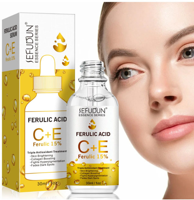 Ser Facial cu Acid Ferulic, Vitamina C + E pentru Pete Pigmentare, Efect Anti-Imbatranire SEFUDUN, 30 ml-big