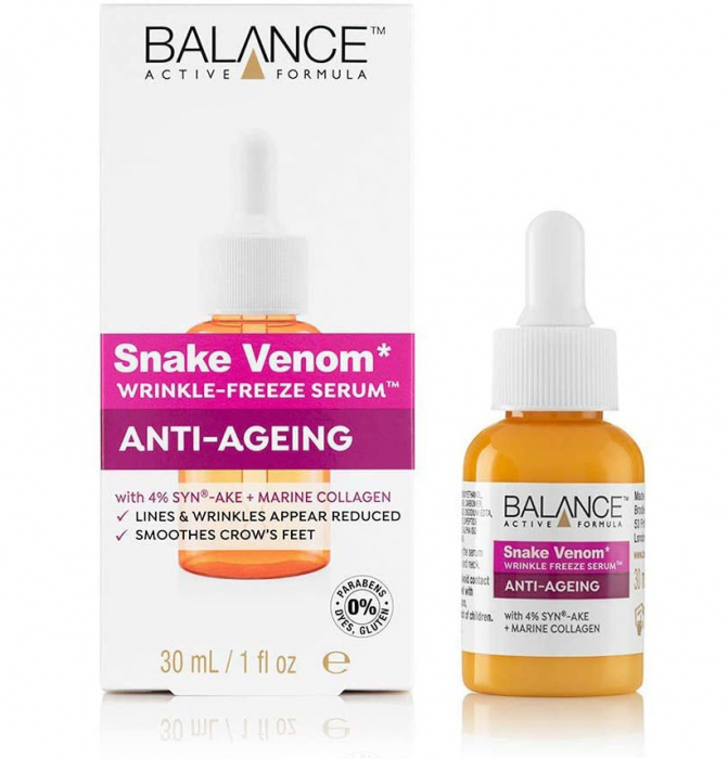 Ser facial anti-rid Venin de Sarpe si Colagen Marin BALANCE ACTIVE Wrinkle-Freeze Serum, 30 ml