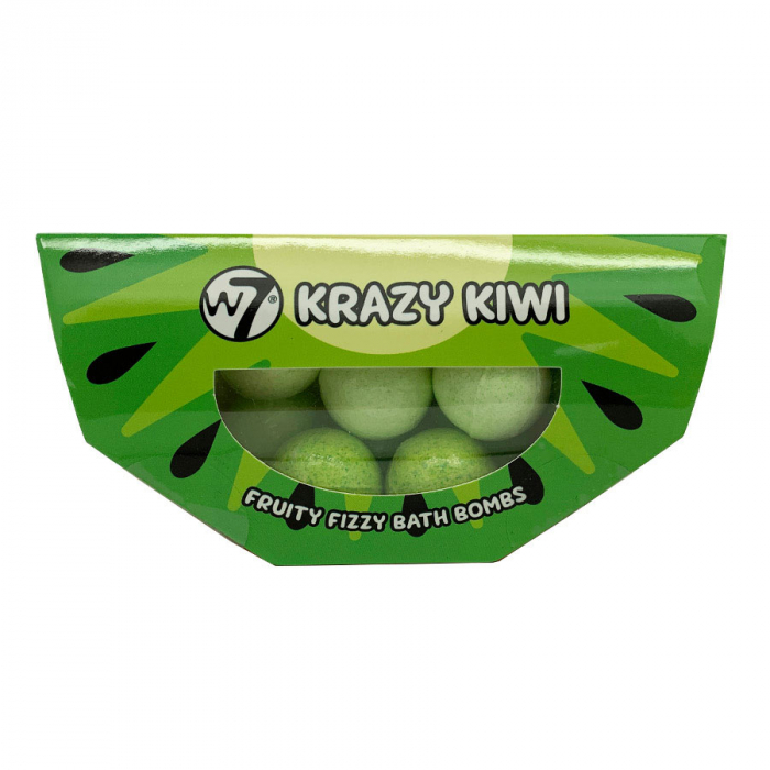 Set 10 Bile Efervescente de baie W7 Krazy Kiwi Fruity Fizzy Bath Bombs, 10 x 10 g