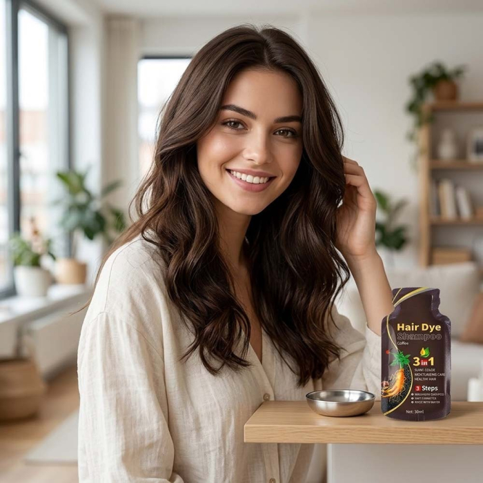 Pachet 10 Șampoane Colorante Șaten Cafea - Acoperire Fire Albe, 10x30ml-big