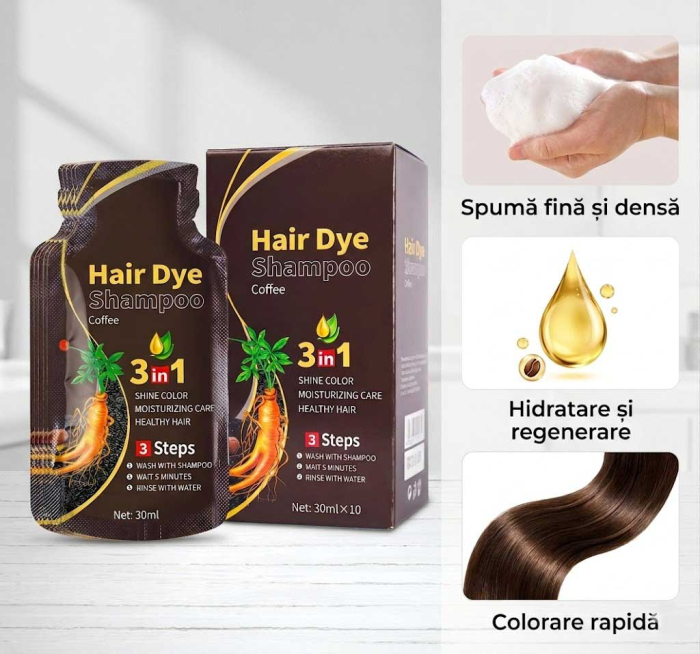Pachet 10 Șampoane Colorante Șaten Cafea - Acoperire Fire Albe, 10x30ml-big