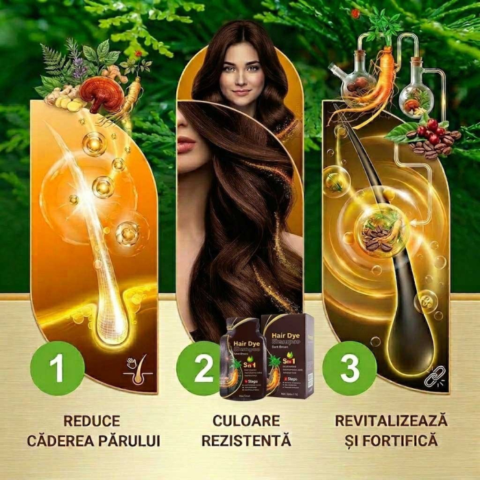 Pachet 10 Șampoane Colorante Șaten Închis - Acoperire Fire Albe, 10x30ml-big