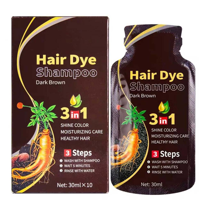 Pachet 10 Șampoane Colorante Șaten Închis - Acoperire Fire Albe, 10x30ml-big