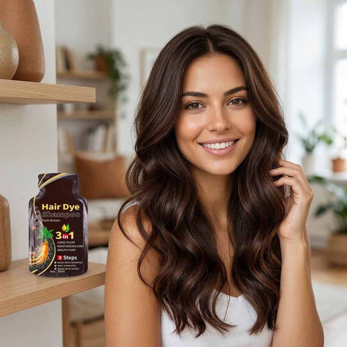 Pachet 10 Șampoane Colorante Șaten Închis - Acoperire Fire Albe, 10x30ml-big
