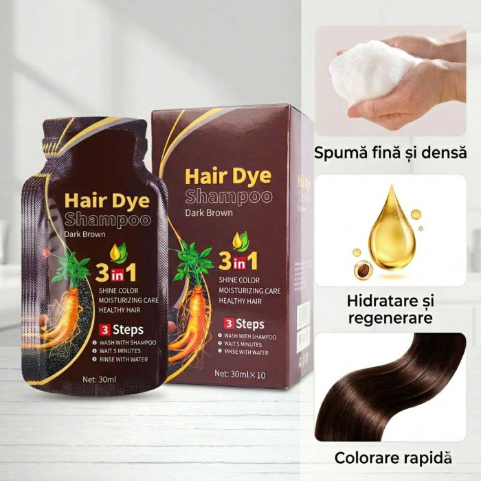 Pachet 10 Șampoane Colorante Șaten Închis - Acoperire Fire Albe, 10x30ml-big