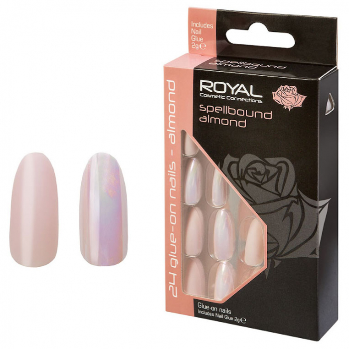 Set 24 Unghii False ROYAL Glue-On Nail Tips, Spellbound Almond, Adeziv Inclus 2 g