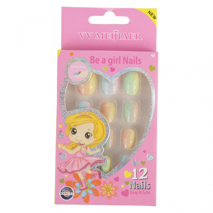 Set 12 Unghii False Pentru Copii, 150 Pastel