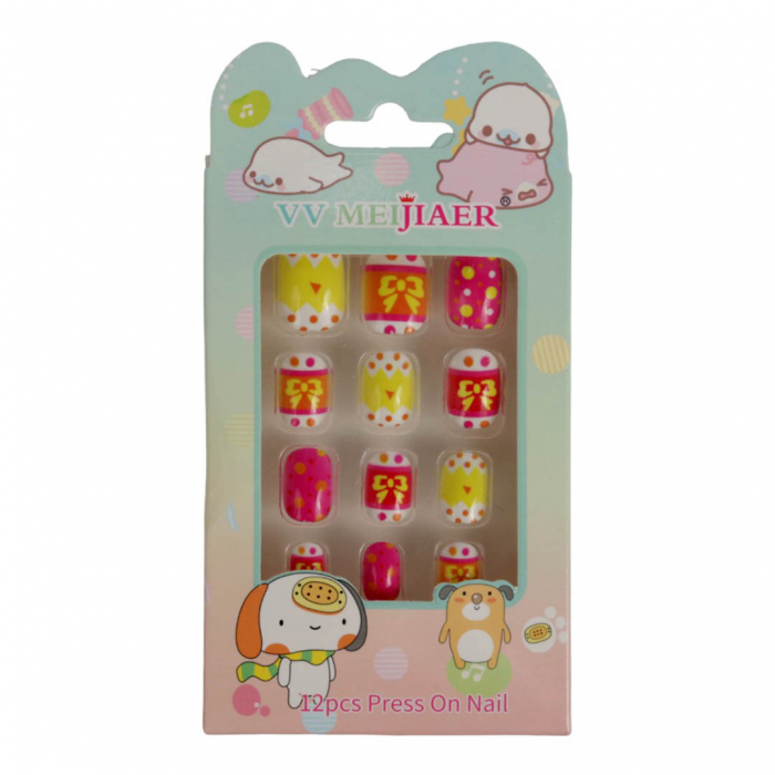 Set 12 Unghii False Pentru Copii, Model D, Fundite-big