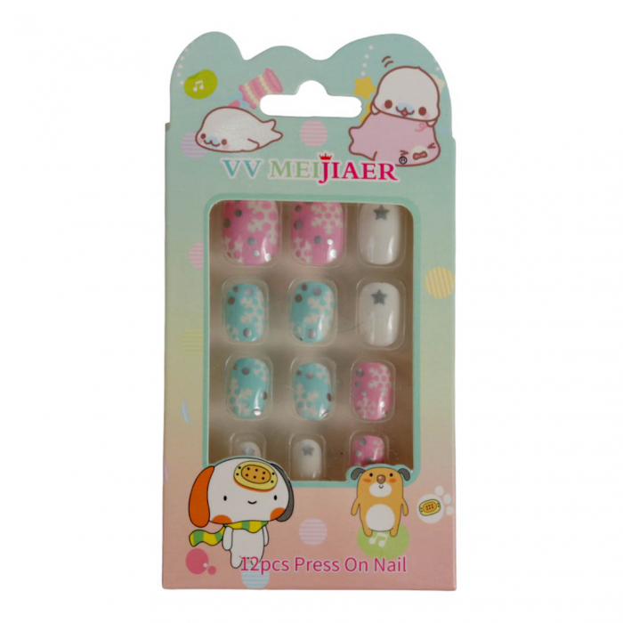 Set 12 Unghii False Pentru Copii, Model R, Stelute-big
