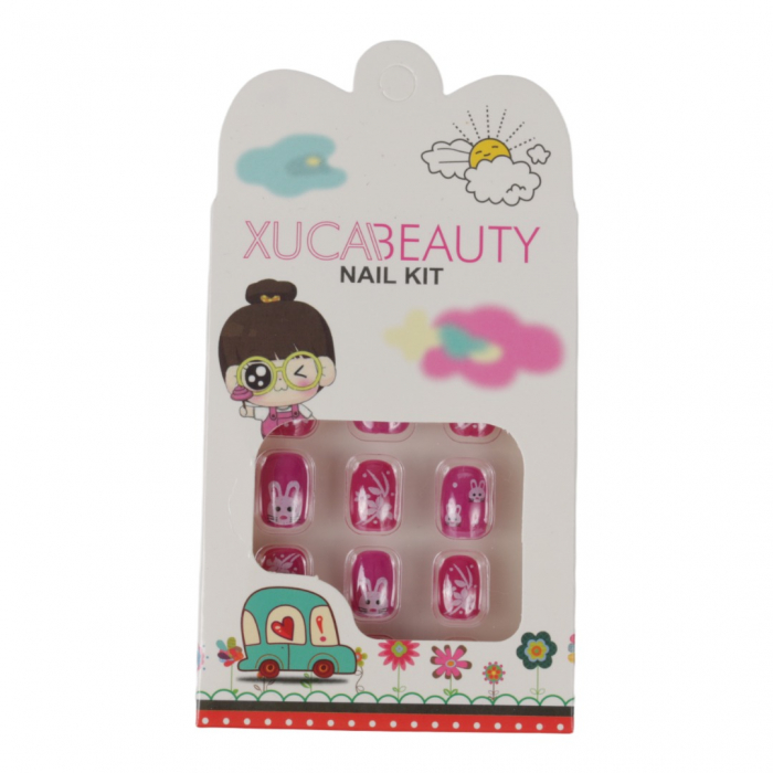 Set 12 Unghii False Pentru Copii, Xuca Beauty, 10 Iepurasi Curiosi-big