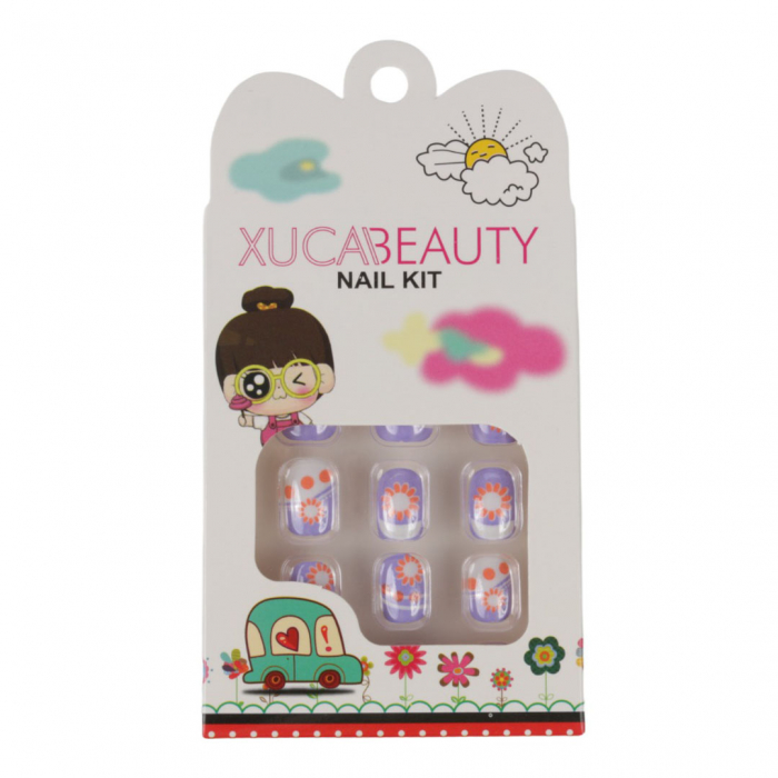 Set 12 unghii false pentru copii, xuca beauty, 11 motive de primavara