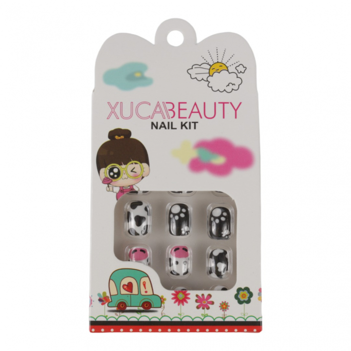 Set 12 unghii false pentru copii, xuca beauty, 18 vacute