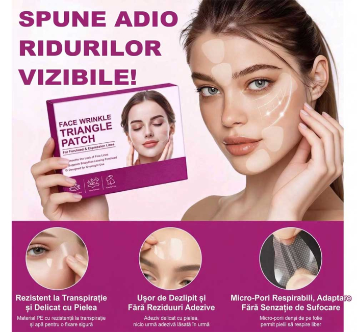 Set 162 Plasturi Antirid Faciali pentru Noapte - Linii de Expresie si Frunte, Reutilizabili-big