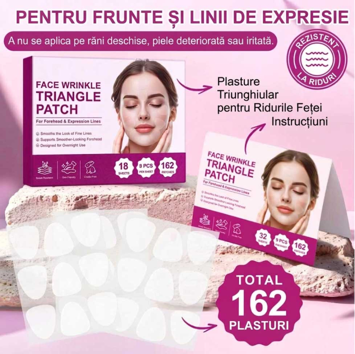 Set 162 Plasturi Antirid Faciali pentru Noapte - Linii de Expresie si Frunte, Reutilizabili-big