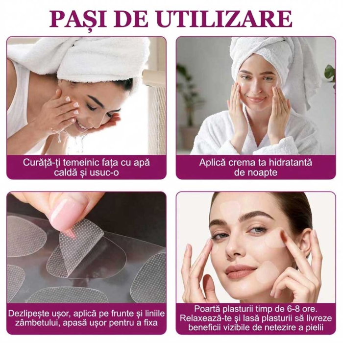 Set 162 Plasturi Antirid Faciali pentru Noapte - Linii de Expresie si Frunte, Reutilizabili-big
