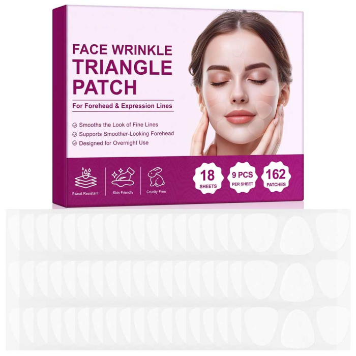 Set 162 Plasturi Antirid Faciali pentru Noapte - Linii de Expresie si Frunte, Reutilizabili-big