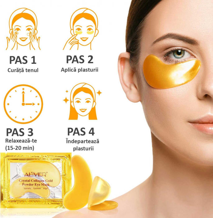 Set 2 Plasturi Tratament Anti-Rid pentru ochi cu Colagen, impotriva Ridurilor, Cearcanelor si a pungilor de sub ochi, Crystal Eye Mask, 2 x 3 g-big