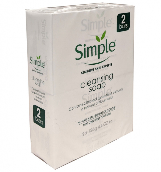 Set 2 sapunuri anti-bacteriene pentru piele sensibila Simple cu extract de grapefruit si pro-vitamina B5, 2 x 125 g produsecosmetice.ro imagine