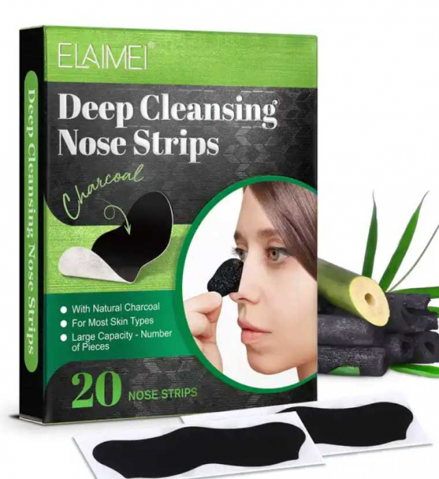 Set 20 Plasturi pentru Punctele Negre de pe nas, Carbune Activ, Elaimei -big