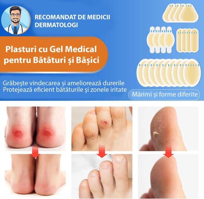 Set 21 Plasturi cu Gel Medical pentru Bătături și Bășici, Vindecare Rapidă, Rezistenți la Apă-big