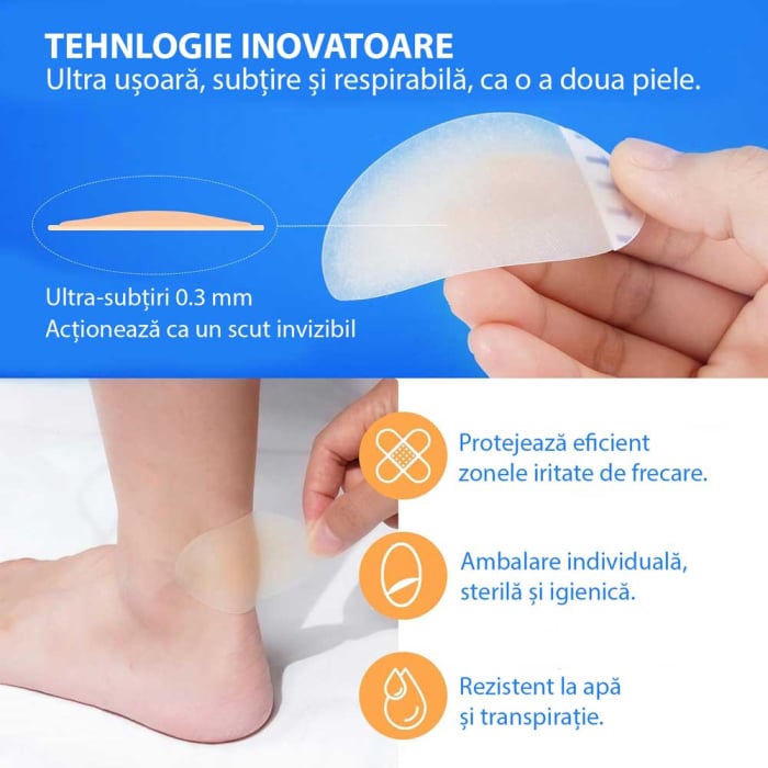 Set 21 Plasturi cu Gel Medical pentru Bătături și Bășici, Vindecare Rapidă, Rezistenți la Apă-big