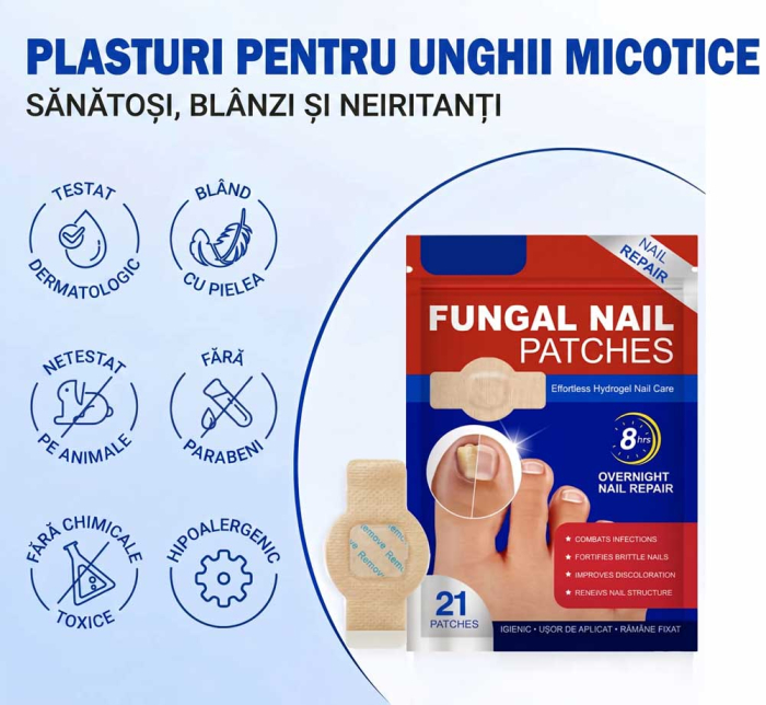 Set 21 Plasturi pentru Unghii Deteriorate si Ingalbenite - Ingrijire Nocturna si Protectie-big
