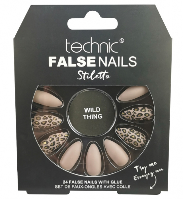 Set 24 unghii false cu adeziv inclus technic false nails, stiletto, wild thing