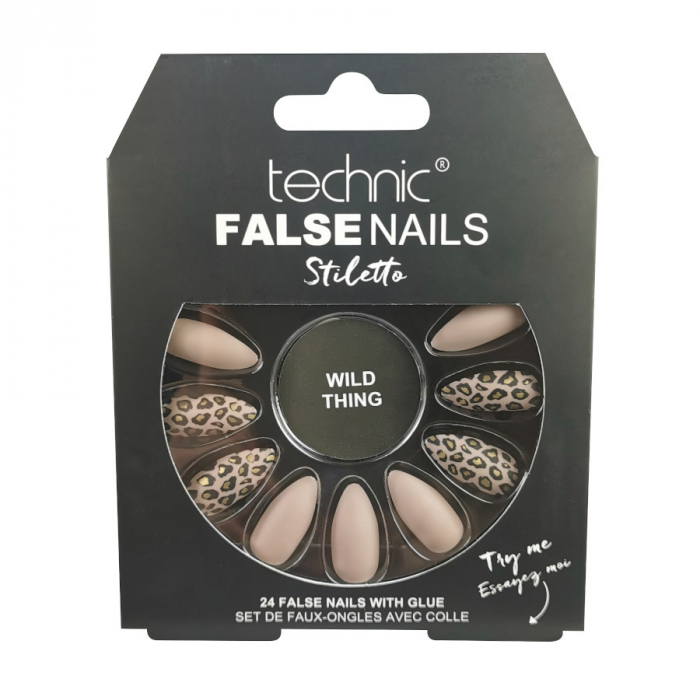 Set 24 Unghii False cu adeziv inclus Technic False Nails, Stiletto, Wild Thing-big