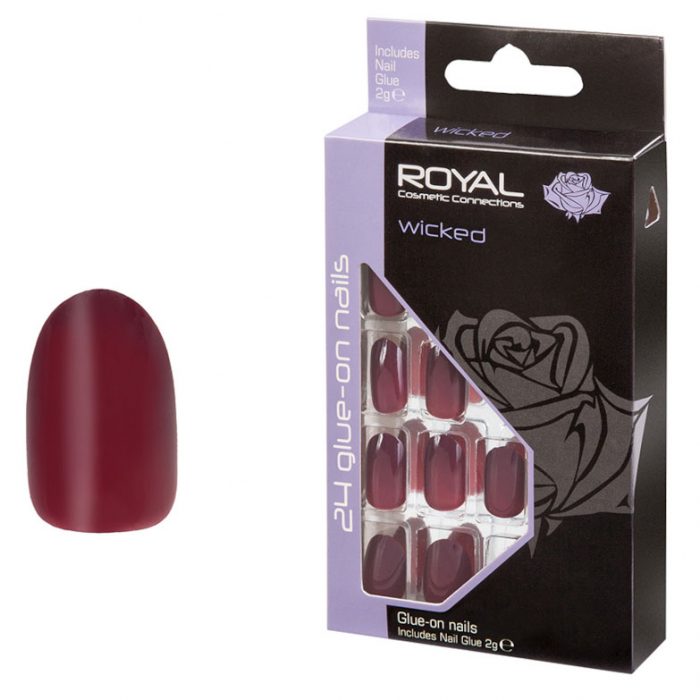 Set 24 Unghii False ROYAL Glue-On Nail Tips, Wicked, Adeziv Inclus