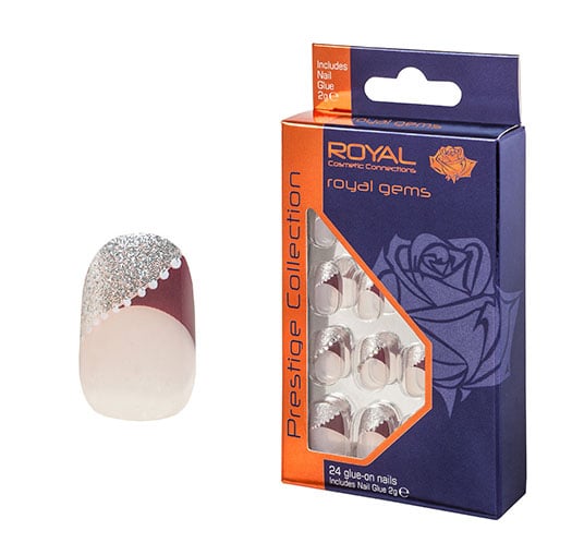 Set 24 Unghii False ROYAL Prestige Collection, Glue-On Nail Tips, Royal Gems, Adeziv Inclus-big