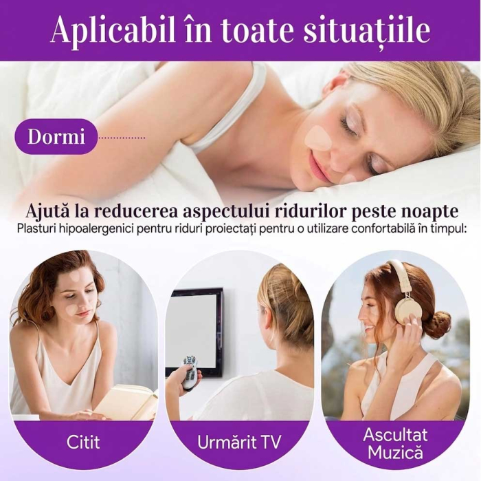 Set 288 Plasturi Antirid Faciali, Reutilizabili, pentru Noapte -  Efect de Netezire si Hidratare-big