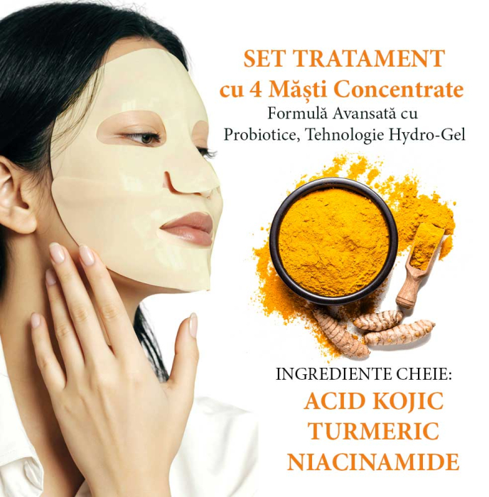 Set 4 Masti Pentru Luminozitate si Estomparea Petelor cu Acid Kojic si Turmeric-big