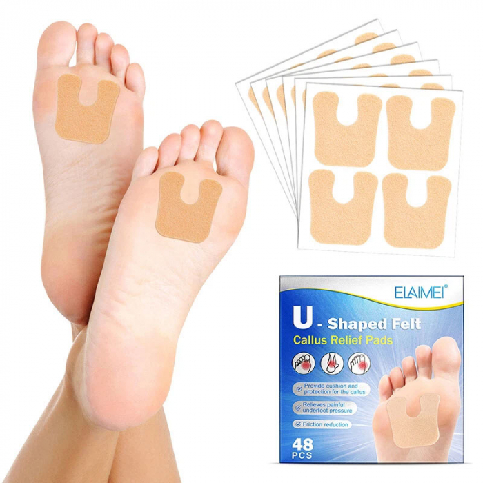 Set 48 Pernițe din Fetru pentru Calusuri, Formă U – Anti-Frecare și Anti-Durere-big