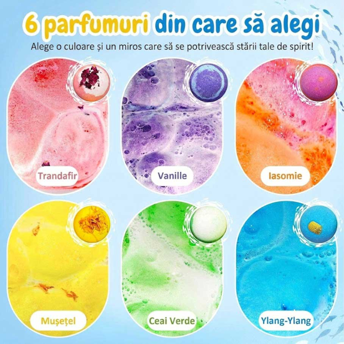 ​​​​​​​Set 6 Bombe de Baie pentru Copii cu Jucarie Surpriza, Naturale si Efervescente, 6x60g-big