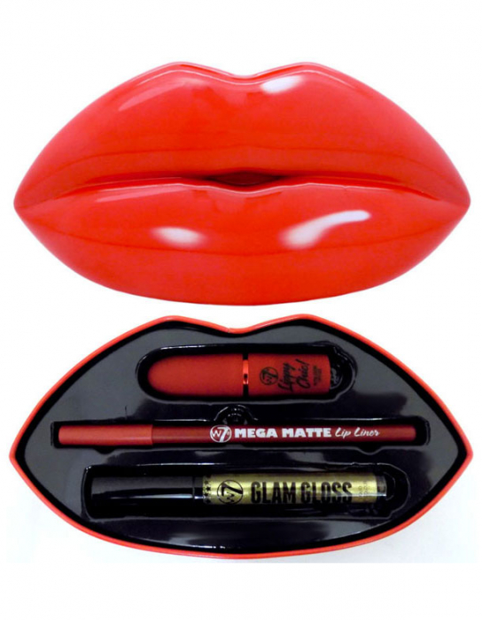 Set Cadou pentru Buze W7 Kiss Kit, Red Alert produsecosmetice.ro imagine