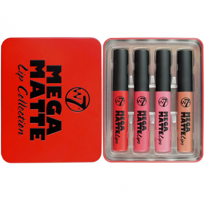 Set Cadou pentru Buze W7 Mega Matte Lip Collection, 4 Mega Matte Lipsticks